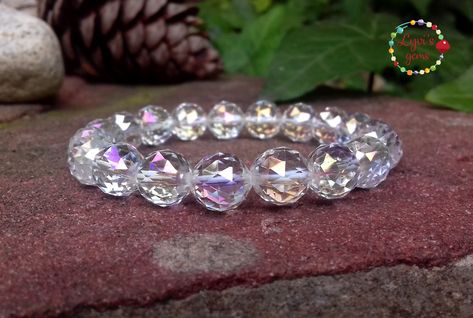 Aura Quartz Bracelet, Gem Shop, Angel Aura Quartz, Chakra Jewelry, Angel Aura, Yoga Jewelry, Crown Chakra, Aura Quartz, Quartz Bracelet