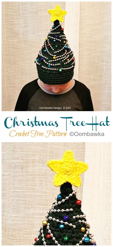 Crochet Tree Hat Pattern Free, Christmas Tree Hat Crochet, Crochet Christmas Tree Hat, Free Crochet Pattern For Christmas, Pattern For Christmas Tree, Moose Hat, Tree Hat, Christmas Tree Hat, Yarn Ideas