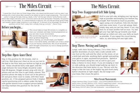 Miles Circuit for optimal baby position Mile Circuit Labor, Miles Circuit Induce Labor, Miles Circuit Labor, Birth Hacks, Miles Circuit, Birth Positions, Doula Tips, Birth Bag, Labor Prep