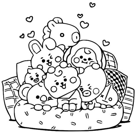 Cute BT21 coloring page Bt21 Coloring Pages, Bts Coloring Pages, Bt21 Drawing, Coloring Kawaii, Coloring Pages Kawaii, Cute Coloring Page, Kawaii Coloring Pages, Coloring Pages Cute, Doodle Art Drawing