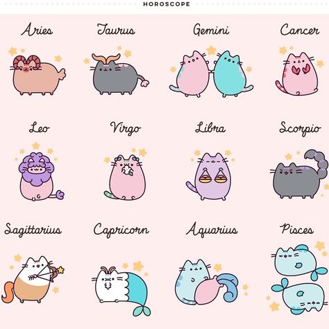 Cat Zodiac, Simple Chart, Zodiac Signs Animals, Zodiac Signs Pictures, Pusheen The Cat, Galaxy Tattoo, Pusheen Cat, Zodiac Stuff, Cute Doodle Art