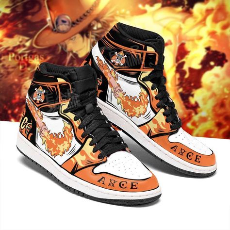 Fire Fist Portgas Ace Sneakers Custom Anime OP Shoes High Top Air Jordans, Sepatu Air Jordan, Naruto Clothing, Ace One Piece, Anime Bag, Portgas D Ace, Jordan 13 Shoes, Jordan Ones, Emoji Art