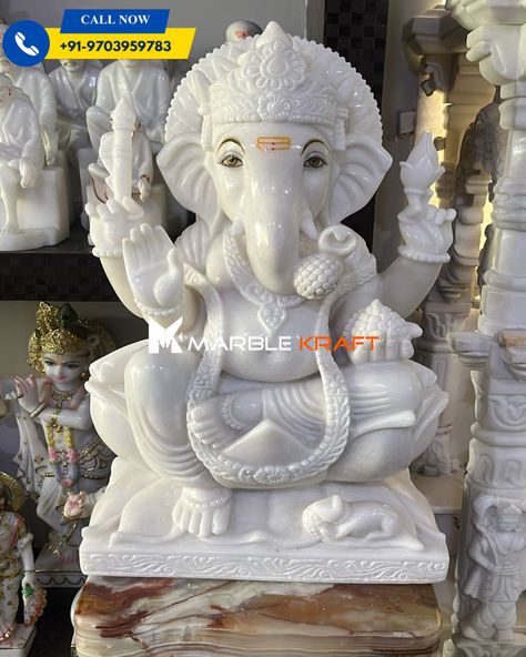 White Marble Ganesh Idol - Marble Kraft is a beautifully crafted statue of Lord Ganesha, symbolizing wisdom, prosperity, and new beginnings. Made from premium white marble with intricate detailing and a polished finish, this idol is perfect for worship, home décor, or gifting. Its timeless design brings elegance and spiritual serenity to any space. . . . . . . #ganesha#ganesh#marbleganesh#ganeshutsav#ganeshchaturthi#marbleganeshji#marblekraft#marbledesign#marblestatue#marblegod#marblemurti#ma... Temple Design For Home, Ganesh Idol, Temple Design, Lord Ganesha, Ganesha, New Beginnings, White Marble, Home Décor, Worship