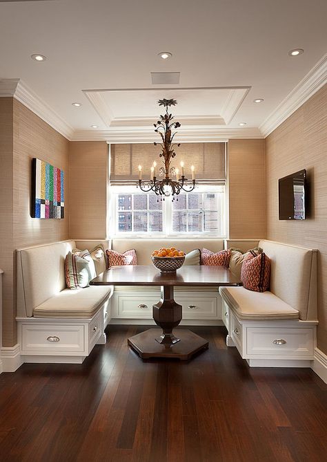 Banquette With Storage, Dining Room Banquette, Banquette Ideas, Pull Out Storage, Banquette Dining, Kitchen Breakfast Nooks, Kitchen Banquette, Traditional Dining Rooms, Traditional Kitchen Design