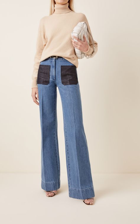 Flare Jean Outfit, Victoria Beckham Fashion, Victoria Beckham Jeans, Beckham Fashion, Flare Jeans Style, Feeling Groovy, Jeans Outfit Women, Color Combinations For Clothes, Custom Jeans