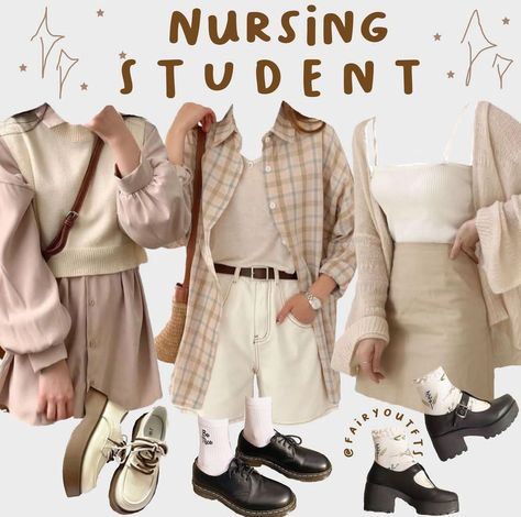 Nursing Student Aesthetic, Light Academia Outfit, College Major, Student Aesthetic, Dark Academia Outfit, Academia Outfits, Uni Outfits, Nursing Student, Nursing Clothes