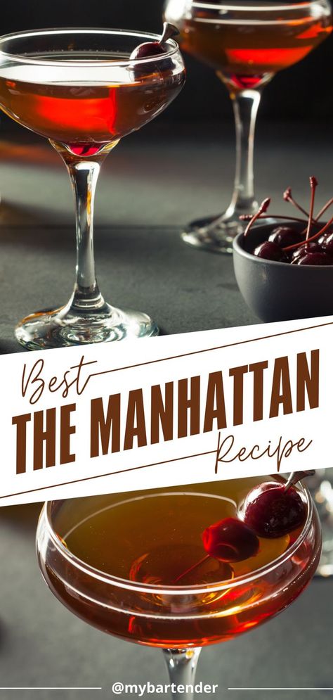 A glass of the best Manhattan cocktail drink. Bourbon Eggnog, Manhattan Cocktail Recipe, Manhattan Recipe, Best Bourbon, Bourbon Recipes, Manhattan Cocktail, Creative Cocktail, Bar Games, Cocktail Club