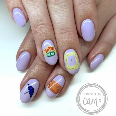 Friends Tv Nails, Friends Nail Art Tv Show, Friends Nails Tv Show, Universal Studios Nails, Friends Nail Art, Tv Nails, Teacher Nail Art, Friends Nails, Teacher Nails