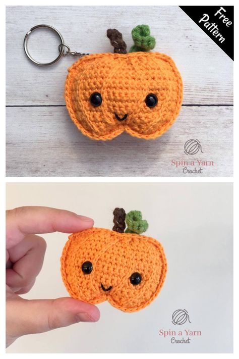 10+ Halloween Keychain Crochet Patterns - Page 2 of 3 Beginner Fall Crochet Patterns, Pumpkin Keychain Crochet Pattern Free, Crochet Pumpkin Keychain Pattern, Crochet Pumpkin Keychain Free Pattern, Fall Crochet Ideas Free, Crochet Pumpkin Bag Free Pattern, Free Thanksgiving Crochet Patterns, Free Crochet Patterns Fall, Crochet Pumpkin Keychain