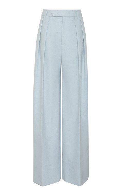 Natura Pleated Cotton-Silk Wide-Leg Pants by ZIMMERMANN for Preorder on Moda Operandi Silk Wide Leg Pants, Cotton Silk, Moda Operandi, Wide Leg Pants, Fashion Collection, Wide Leg, Light Blue, Spring Summer, Relaxed Fit