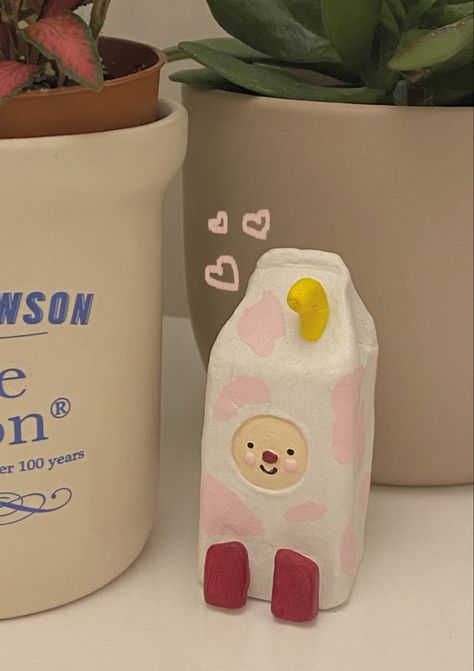 Milk Carton Clay, Clay Milk Carton, Clay Cute, Clay Box, Doodle Doodle, Clay Inspo, Clay Sculpting, Craft Things, Sculpture Art Clay