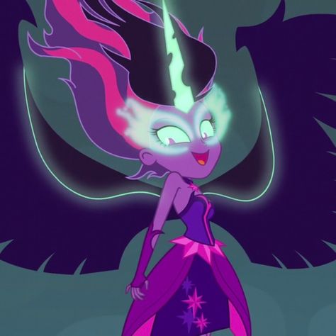 Midnight Sparkle Icon, Nightmare Twilight Sparkle, Twilight Pfp Mlp, Mlp Twilight Sparkle Icon, Evil Twilight Sparkle, Midnight Sparkle Mlp, Mlp Villains, Mlp Evil Twilight, Sparkle Icon