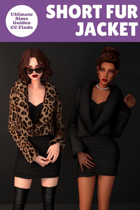 The Sims 4 Winter Cc, Sims 4 Fur Jacket, Sims 4 Leather Jacket Cc, Sims 4 Cc Leather Jacket, Sims 4 Model Cc, Upper Clothing, Sims Face, Cheetah Print Coat, Cute Leather Jackets