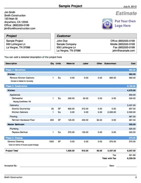 Free Contractor Estimate Template In 2020 (With Images Regarding Interior Paint Estimate Template Building A House Cost, Estimate Template, Excel Budget Template, Deck Installation, House Paint Interior, Building Costs, Renovation Costs, Spreadsheet Template, Residential Construction