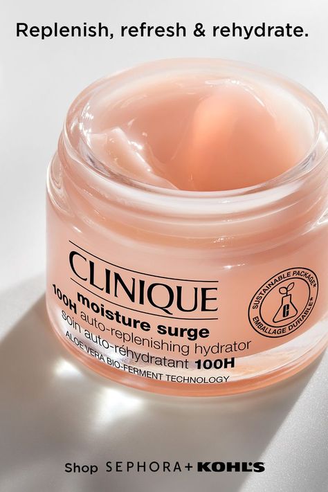 In search of a lightweight moisturizer formulated to suit your skin? The Moisture Surge 100H Auto-Replenishing Hydrator Moisturizer from Clinique features an oil-free texture that penetrates the skin’s surface and delivers up to 100 hours of hydration. Fragrance free. Allergy tested. Even better, order online and get it even sooner with free store pickup. Shop skincare and more from Sephora at Kohl’s—now available in select stores and at Kohls.com. Moisture Surge, Clinique Moisturizer, Lightweight Moisturizer, Bath And Body Care, Beauty Gift Sets, Fresh Fragrances, Beauty Wellness, Cookie Dough Cafe, Fragrance Free