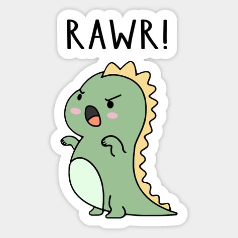 Dinosaur Rawr, Funny Laptop Stickers, مشروعات العلوم, Sticker Design Inspiration, Dinosaur Stickers, Cute Laptop Stickers, Green Sticker, Scrapbook Stickers Printable, Kawaii Stickers