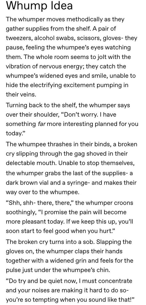 Traumatized Character Prompts, Traumatic Backstory Ideas, Writing Torture Scenes, Whump Tropes Villain, How To Write A Traumatized Character, Whump Writing Prompts, How To Write Traumatized Characters, Whumpee X Whumper Prompts, Whump Torture Writing Prompts