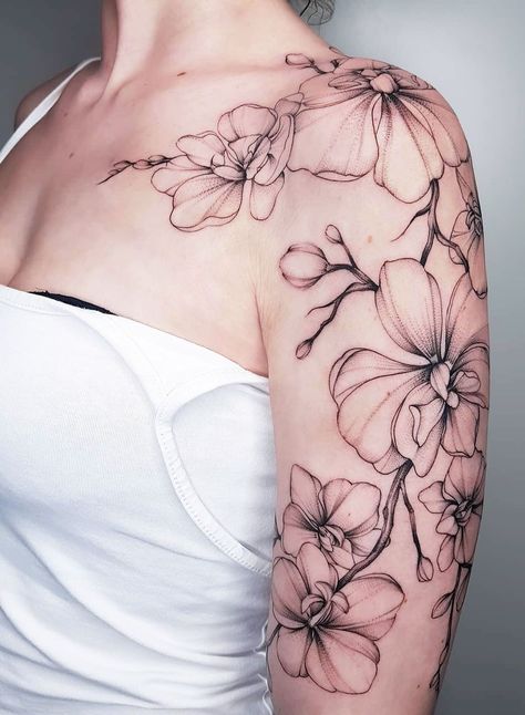 101 Creative Self Love Tattoos For Women - Beautyholo | Creative Tattoos by  Sarahi Marsh Love Tattoos For Women, Self Love Tattoos, Orchid Flower Tattoos, Flores Tattoo, Tulip Tattoo, Orchid Tattoo, Self Love Tattoo, Small Tattoos With Meaning, Love Tattoo