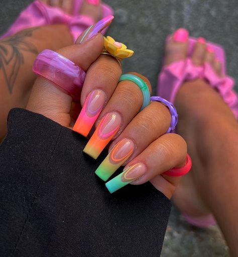 Colorful Nails, Bright Nails, Trendy Nail Art, Rainbow Nails, Nails Coffin, Fire Nails, Funky Nails, Dope Nails, Creative Nails