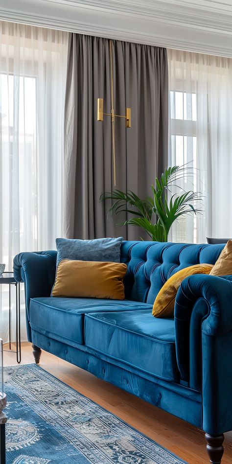 Blue Sofa In Living Room, Blue Sofa Living Room Ideas, Blue Sofa Living Room, Teal Sofa Living Room, Sofa In Living Room, Sofa Living Room Ideas, Blue Sofa Living, Blue Sofas Living Room, New House Living Room