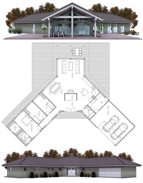 V Shaped House, Best Modern House Design, House Layout Plans, Container House Plans, Modern House Plan, Container House Design, House Blueprints, New House Plans, Modern House Plans