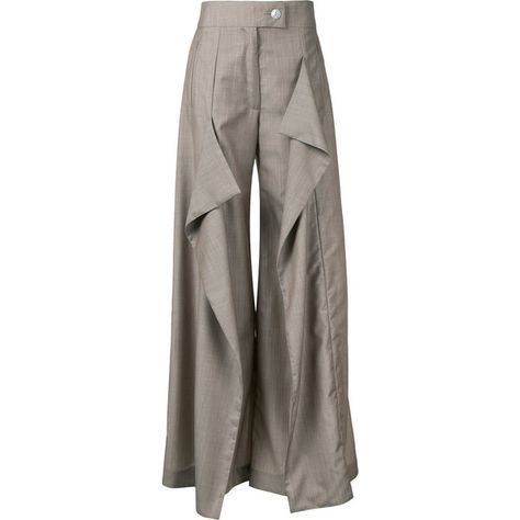 Haute Couture Trousers, Anne Sofie Madsen, High Waisted Wide Leg Pants, Button Pants, Conceptual Fashion, Brown Trousers, Pants High Waisted, 카드 디자인, Zipper Pants