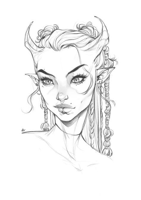 Drawing Ideas Girl Sketches, Drawing Ideas Girl, Elven Kingdom, Girl Sketches, Elf Drawings, Obsessed With Her, Art Time, Fantasy Drawings, Face Sketch