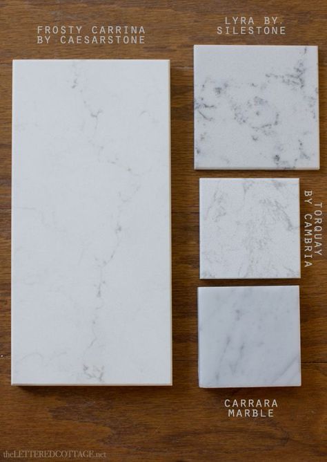 Quartz choices that look like marble: frosty carrina caesarstone lyra silestone torquay cambria carrara marble Frosty Carrina Caesarstone, Silestone Lyra, Carrera Marble, Kitchen Redo, Carrara Marble, Kitchen Remodel Idea, Counter Top, Quartz Countertops, Kitchen Countertops