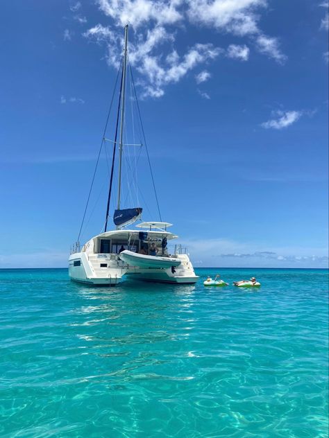 What better way to spend your day than relaxing as you sail around the island on a Catamaran (Ocean Daze Catamaran Tours featured in image) Sailing Aesthetic, Catamaran, Tahiti, Barbados, My Vibe, Ibiza, Croatia, Boats, Sailing