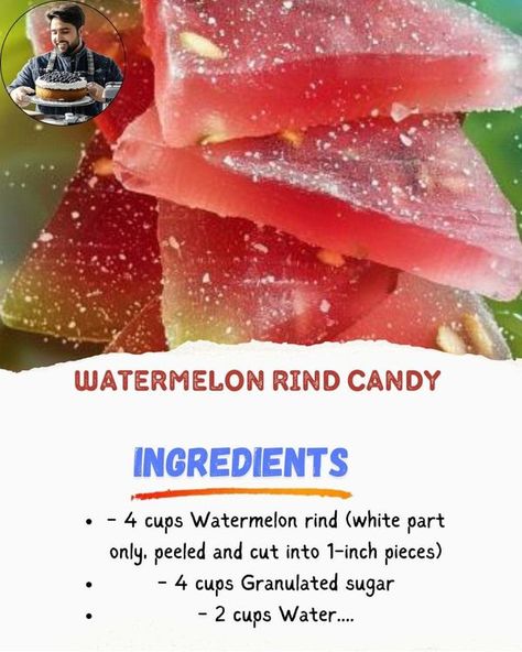 Mama's Favorite Recipes | Watermelon Rind Candy 🍭✨ | Facebook Watermelon Gummies Recipe, Watermelon Rind Candy Recipe, Leftover Watermelon, Watermelon Gummies, Unique Candy, Gummies Recipe, Candy Recipe, Watermelon Rind, Candy Recipes