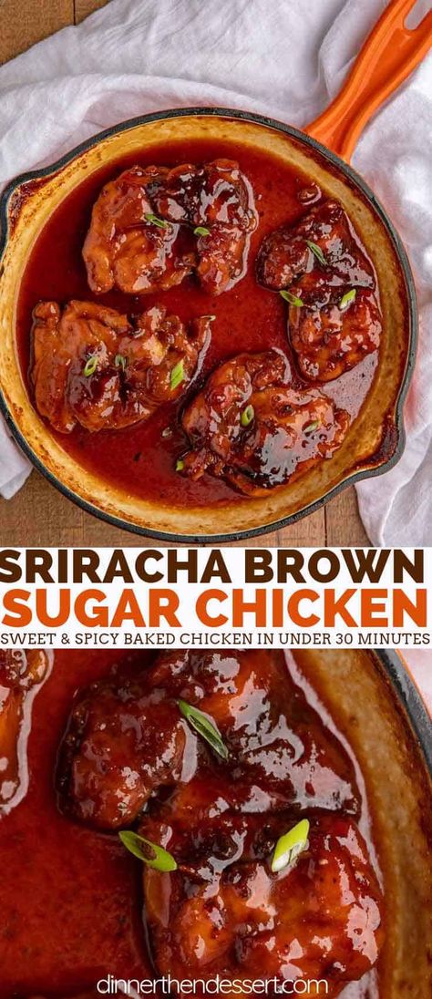 Siracha Chicken Recipes, Chicken Thights Recipes, Quick Meals To Make, Spicy Baked Chicken, Brown Sugar Chicken, Baked Chicken Nuggets, Dinner Then Dessert, Brown Sugar Recipes, Chicken Crockpot Recipes