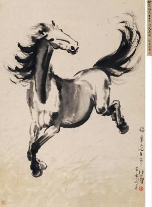 Artwork by Xu Beihong, GALLOPING HORSE, Made of ink and color on paper Chinese Horse, 7 Tattoo, Painted Horses, Sumi E Painting, Chinese Paintings, Art Chinois, Japan Painting, Chinese Art Painting, Horse Artwork