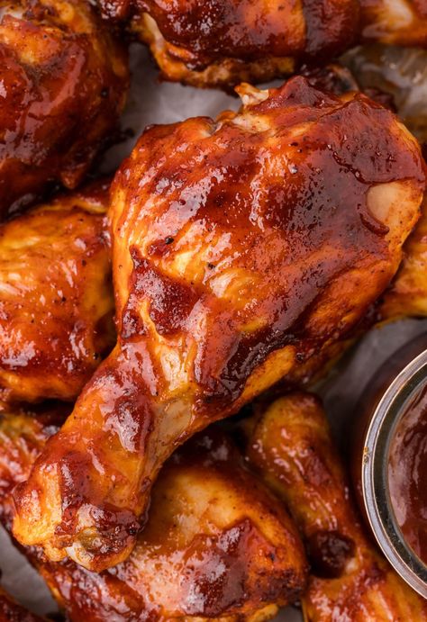 Hero shot of the chicken drumsticks recipe Oven Baked Bbq Chicken Drumsticks, Drumstick Recipes Baked, Baked Bbq Chicken Drumsticks, Chicken Drumstick Recipes Oven, Drumstick Recipes Oven, Chicken Drumsticks Oven, Oven Bbq Chicken, Bbq Chicken Drumsticks, Oven Baked Bbq Chicken