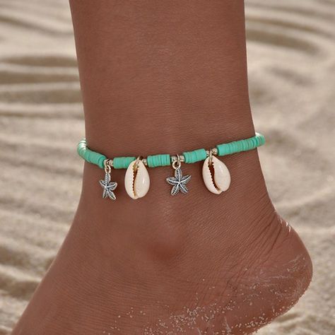 Beaded Seashell Detailed Mint Green Anklet | Rosewe.com - USD $7.98 Beaded Seashell, Mint Green, Anklets, Sea Shells, Mint, Green