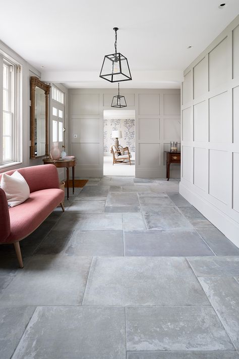 Grey Kitchen Floor, Stone Tile Flooring, Gray Porcelain Tile, Tiled Hallway, Antique Flooring, Flagstone Flooring, Passage Of Time, Ancient Stone, Large Tile