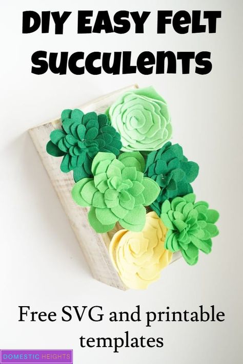 Easy craft project with felt, free SVG and printable templates Succulents Crafts, November Themes, Succulent Cards, Felt Cactus, Felt Flower Template, Felt Flowers Patterns, Paper Succulents, Felt Flower Tutorial, Felt Succulents