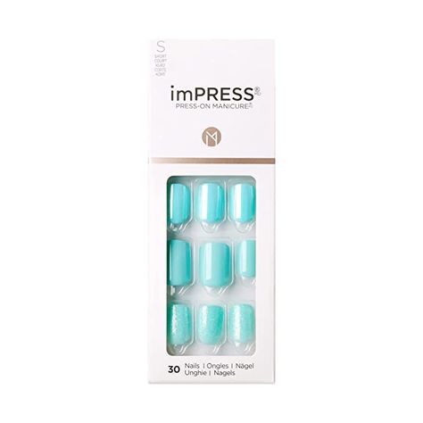 These are press on gel nails from IMPRESS and can last up to two weeks. Each kit comes with enough for two sets! Impress Nails Press On, Impress Manicure, 30 Nails, Kiss Products, Easy Manicure, Impress Nails, Short Press On Nails, Mermaid Drawings, Manicure Kit