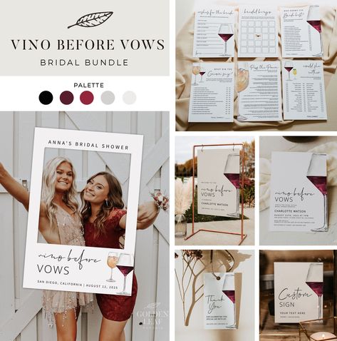 Wine Bridal Shower Theme, Wine Themed Bridal Shower Ideas, Wine Birthday Invitations, Vino Before Vows, Wine Photo, Wishes For The Bride, Photo Booth Sign, Photo Frame Prop, Bridal Bingo