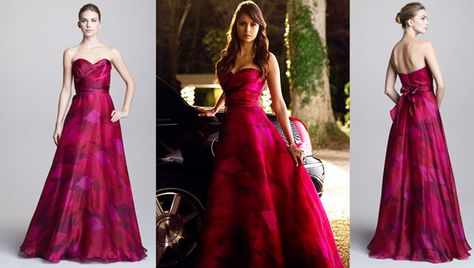 theia-dress-elena-vampire-diaries Tvd Fashion, Theia Dresses, Bridal Ideas, Red Gowns, Elena Gilbert, The Vampire Diaries, Stylish Dress Designs, Nina Dobrev, Red Prom Dress