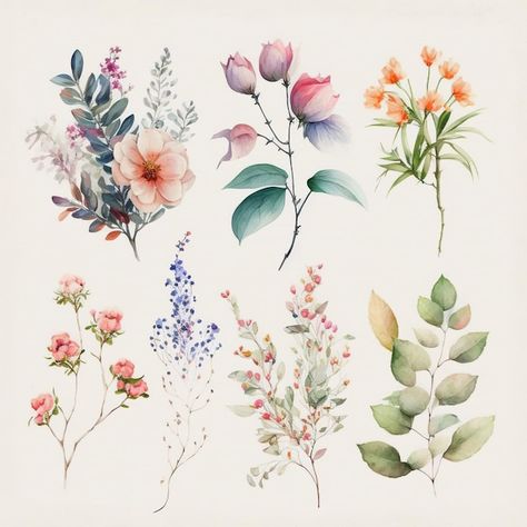 Photo collection of pretty delicate wate... | Premium Photo #Freepik #photo #watercolor-art #watercolor-set #watercolor-drawing #abstract-drawing Delicate Watercolor, Abstract Drawing, Watercolor Set, Watercolor Drawing, Art Watercolor, Vector Photo, Photo Collection, Premium Photo, Watercolor Flowers