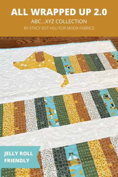 All Wrapped Up PDF quilt pattern featuring ABC...xyz fabric collection by Stacy Iest Hsu for Moda Fabrics Dachshund Quilt, Cat Quilt Block, Strip Quilt, Weenie Dog, Paper Pieced Quilt Patterns, Dog Quilts, Paper Pieced Quilt, Up Dog, Pdf Quilt Pattern