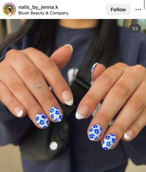 Nails With Simple Design, Athletic Nails, Simple Short Nail Designs, Shellac Nails Designs, Fun Simple Nails, Fun Blue Nails, Teen Nails, Boho Nails, Gel Nails Diy