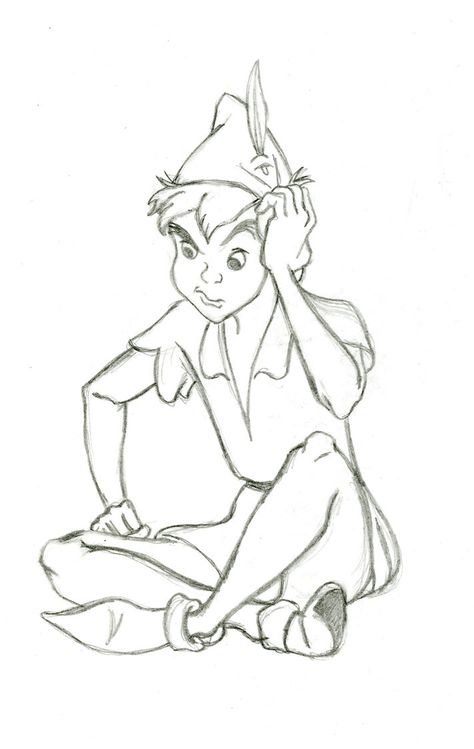 Peter Pan Sketches Disney, Peter Pan Cartoon, Peter Pan Drawing, Peter Pan Coloring Pages, Peter Pan Disney, Literary Art, Cartoon Drawings Disney, Drawing Eyes, Disney Sketches