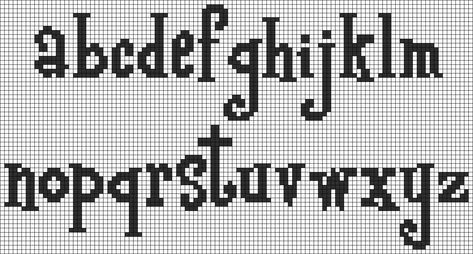 Crochet Fonts Graph, Crochet Grid Alphabet, Pixel Letters, Crochet Letters, Crochet Hook Case, Cross Stitch Alphabet Patterns, Cross Stitch Fonts, Crochet Wall Hangings, Graph Paper Art