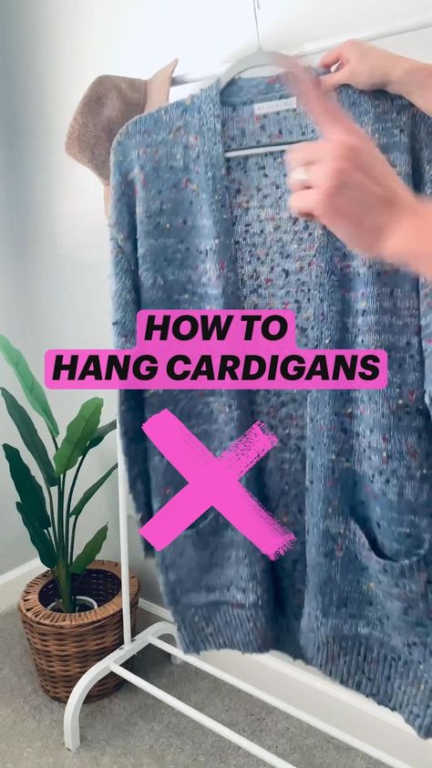 How to hang cardigans to avoid hanger shoulder bumps | Clothes organization diy, Diy clothes life hacks, Diy fashion hacks Hang Sweaters, Clothes Life Hacks, Clothes Organization Diy, Astuces Diy, Diy Fashion Hacks, Organization Diy, How To Hang, Diy Clothes Life Hacks, Everyday Hacks