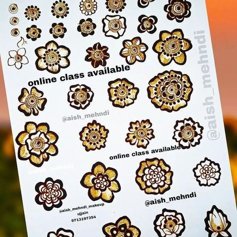 Mehndi design /Henna design Basic Mehndi Flowers, Spiral Mehndi Designs, Different Types Of Flowers In Mehndi, Basic Flower Mehndi Designs, Artistic Mehendi, Mehendi Flower, Mehndi Practice, Mehendi Course, Henna Practice