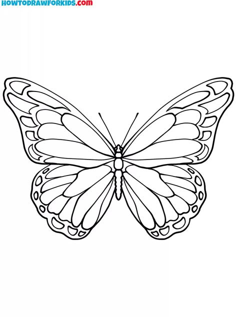 Butterfly Coloring Pages - Easy Drawing Tutorial For Kids Simple Drawings Butterfly, Free Printable Coloring Pages For Adults Easy, Butterfly Printable Template Prints, Outlines Of Butterflies, Colorful Butterfly Drawing, Free Printable Butterfly Coloring Pages, Butterflies Colouring Pages, Coloring Pages Of Butterflies, Butterfly Drawing Outline