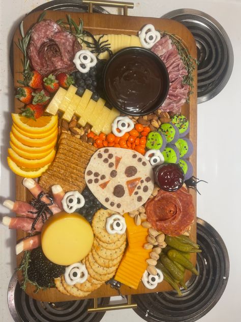 Jason Charcuterie Board, Horror Charcuterie Board, Ghost Face Charcuterie Board, Ghostface Charcuterie Board, Halloween Charcuterie Board Meat And Cheese, Halloween Charcuterie Board, Halloween Charcuterie, Jason Mask, Jason Vorhees