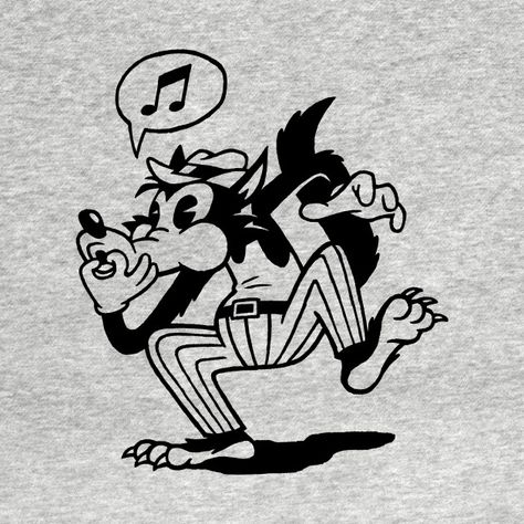 Remeras Lazy Tattoo, Whistle Design, 1930s Cartoons, Rockabilly Art, Cartoon Wolf, Cartoon Tattoo, Old School Cartoons, School Cartoon, Rubber Hose