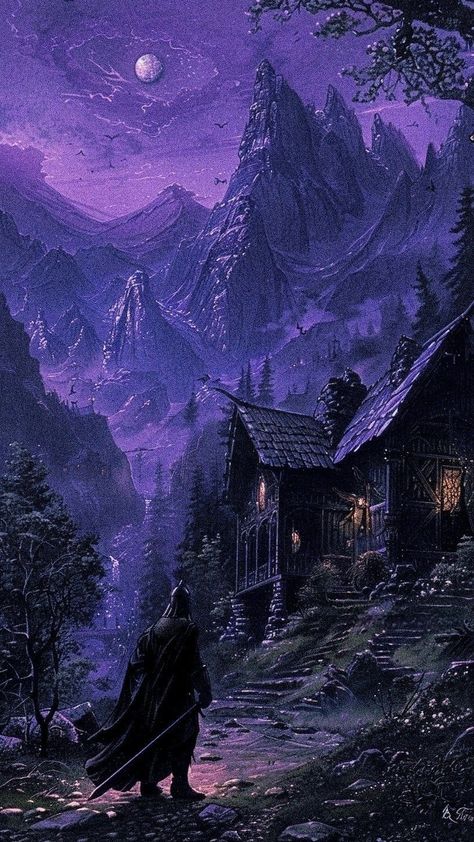 Purple Medieval Aesthetic, Dark Fantasy Artwork Wallpaper, Dark Fantasy Landscape Art, Dark Fantasy Aesthetic Art, Dark Fantasy Aesthetic Wallpaper, Dark Fantasy Pixel Art, Dark Fantasy Pfp, Dark Fantasy Background, Dark Fantasy Landscape